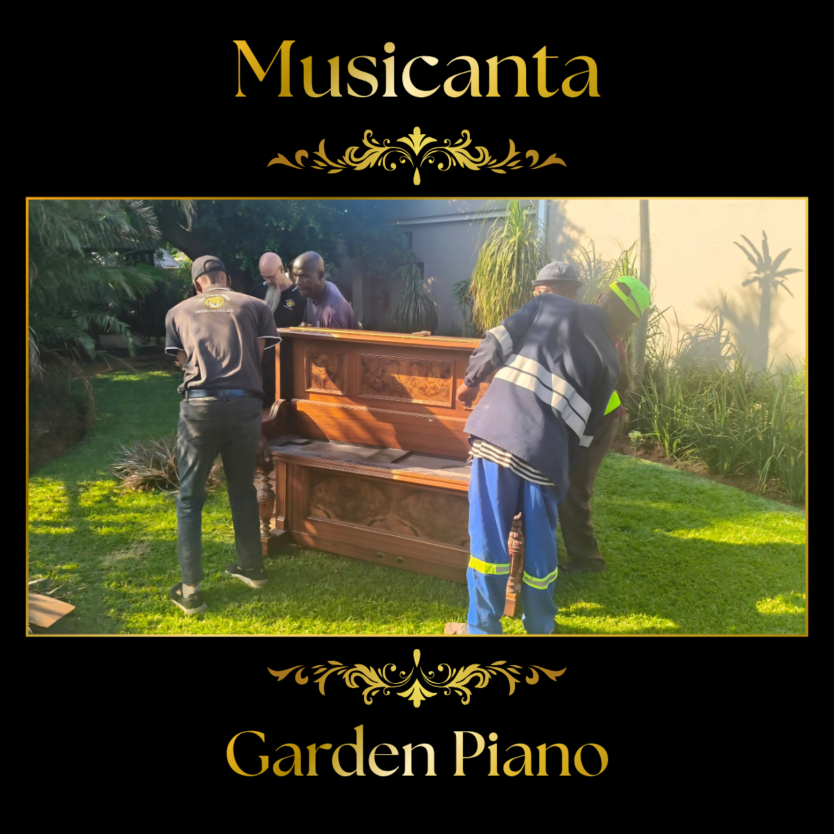 Piano donated by The Piano Friend as a garden feature at Musicanta music school, Pretoria